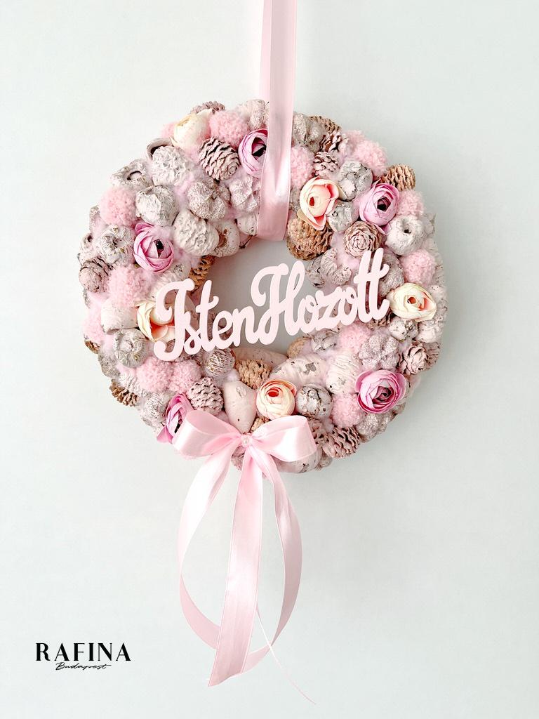 Isten hozott feliratú pasztell kopogtató masnival, 24 cm 1